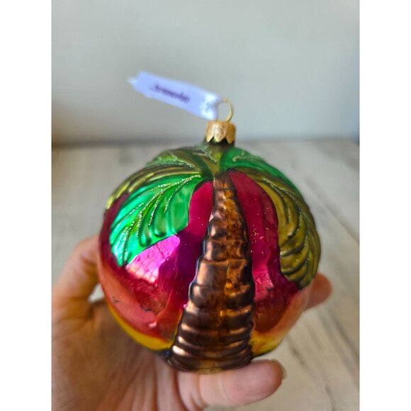 Surfer Hawaiian glass glitter ball ornament remember Xmas tree large unique - Picture 10 of 12